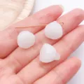White lotus pod charm DIY jewelry accessory, elegant glazed glass pendant for crafting custom bracelets. - Lotus Pod Pendant / 1 Piece/Pack (12x13mm) / White