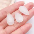 White teardrop glass pendant DIY jewelry accessory charm for necklace bracelet crafting. - Large Waterdrop Pendant / 1 Piece/Pack (22x12mm) / White