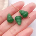 DIY jewelry accessories green glass gourd shaped beads pendant for handmade crafts design - Vertical Hole Gourd / 1 Piece (14x9.5mm) / Dark Green