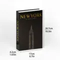 Decorative fake book storage box with New York city design, modern home shelf decor ornament. - Cross-Border Foldable Style / Black Gold New York