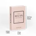 Modern pink decorative book box storage container with Milan city design and dimensions - Folding Style (Assembly Required) / #DH-512A