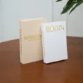 Decorative art fake books with linen texture and gold stamping, perfect for home bookshelf decor. - Folding Style - Shipped Flat / Medium Beige REMB + Small White RODIN