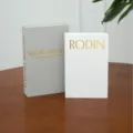 Decorative linen texture artistic fake book set with gold stamping for modern home decor display. - Folding Style - Shipped Flat / Medium Light Grey MICHE + Small White RODIN