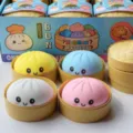 Lot de jouets antistress en forme de brioche vapeur colorée avec des visages mignons - Petit Pain Vapeur Expression / Jaune