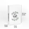 Minimalist white decorative book prop with English text and clear dimensions for home office. - FH-08