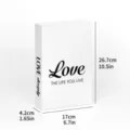 White decorative faux book box with love typography for modern home and office desktop decor. - FH-15