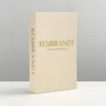 Linen texture decorative faux book, foldable gold foil Rembrandt design for coffee table. - Magnetic Storage Model - Openable / Medium Beige Rembrandt