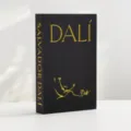 Minimalist linen textured decorative book box with gold stamping Salvador Dali coffee table prop. - Magnetic Storage Model - Openable / Medium Black Dali