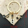Gold music theme keychain with guitar headphone and note charms for trendy streetwear styles - Music Key Ring (LS127) / 1 Piece (7.3g)