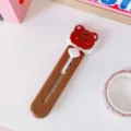 Mini cúter portátil con bonito diseño de osito marrón, perfecto para abrir paquetes fácilmente. - Café Cabeza de Oso