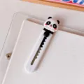 Mini cúter bonito con diseño de panda para papelería estudiantil, cuchillo de bolsillo. - Panda Blanco Y Negro