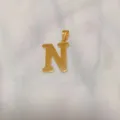 Gold letter N pendant necklace minimalist titanium steel initial jewelry for women daily wear - Alphabet N Pendant (DX611) / Gold