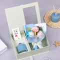 Regalo per la festa della mamma pratico set regalo per aromaterapia con bouquet e diffusore. - Modello garofano blu oceano (con borsa regalo)