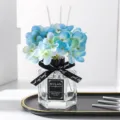 Blue hydrangea reed diffuser set with glass bottle and sticks for home fragrance decoration. - Ocean - 50ML