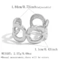Verstellbarer geometrischer Edelstahl Hohlring, silberner Manschetten Schmuck für Damen. - Verstellbare Offene Größe / Silber Stil (JS260604-7) / Silber