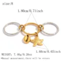 Edler Edelstahl Ring Set mit Seestern und Muschel Anhänger, Gr. 8, minimalistischer Luxus. - Mehrlagiger Seestern Muschel Stil (260826-4) / Größe 8 (Einheitsgröße) / Gold und Silber Zweifarbig
