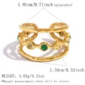 Nischen-Luxus-Edelstahl-Mehrschichtring mit bunten Zirkoniasteinen im Großhandel. - Verstellbare Offene Größe / Fünf Farben Edelstein Arrangement (JY260526-5)