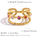 Verstellbarer Edelstahl Mehrfachring mit bunten Zirkoniasteinen für Damen und Mädchen. - Verstellbare Offene Größe / Rosa und Orange Edelstein Kombination (JY260526-6)