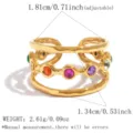 Mehrschichtiger goldener Edelstahlring mit bunten Zirkoniasteinen, verstellbarer Schmuck. - Verstellbar Offen / Infinity Steine Stil (JY260526-8)