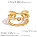 Edelstahl Mehrfachring mit glänzenden Zirkoniasteinen, verstellbarer eleganter Schmuck. - Verstellbare Offene Größe / Vollständiges Zirkonia Offenes Design (JY260526-4)