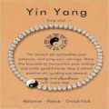 Yin Yang feng shui beaded bracelet with meaningful energy card for balance and peace - Yin Yang Theme Style / Silver