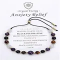 Natural crystal beads bracelet for anxiety relief on display card - Anxiety Relief Cord Style / Multicolor
