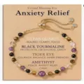 Adjustable beaded bracelet featuring amethyst tiger eye and quartz for anxiety relief - Anxiety Relief Amethyst