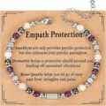 Healing crystal beaded bracelet for empath protection with amethyst and rose quartz - Empath Protection Theme (Purple Rectangle)