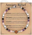 Adjustable amethyst and tiger's eye beaded healing crystal anxiety relief bracelet - Anxiety Relief Theme (Tiger Eye)