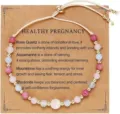 Adjustable natural healing crystal bead bracelet on healthy pregnancy gift card - Healthy Pregnancy - Woven Drawstring Style