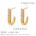 Gold J-shaped rhinestone stud earrings for women, stylish stainless steel jewelry, lightweight. - J-Shaped Earrings (E01-5-260407-9) / 18K Gold