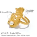 Goldener Edelstahl Meerjungfrau Perle verstellbarer Ring modernes Nischendesign Schmuck - Offen Verstelbar / Meerjungfrau Perle (A3-3-250421-6)