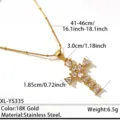 Collier croix en acier inoxydable doré avec pendentif zircone cœur bijoux élégants. - Plaqué or 18K / Or - Style Zircon Coloré Croix (XL-YS335)