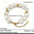 Bracelet en acier inoxydable perle fausse coeur avec accents dorés bijou de mode. - Style Cœur Perle Artificielle Irrégulier (SS-YS321)