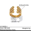 Bague ouverte géométrique en acier inoxydable doré avec strass bijoux tendance élégants - Style Aérodynamique Multicouche / Or