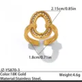 Bague géométrique en acier inoxydable strass, plaqué or 18K bijou empilable. - Style Ovale Géométrique / Or
