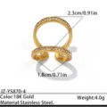 Bague double couche en acier inoxydable plaqué or 18K strass bijou géométrique SKU - Style Géométrique Double Couche / Or