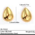 Pendientes de tuerca de acero inoxidable con gota de oro 18K minimalistas, joyería elegante. - Dorado