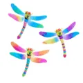Set di 3 decorazioni da parete con libellule in metallo colorato per casa e giardino. - Set di 3 libellule acquerello / Set di Orecchini Stili Misti / Colorato