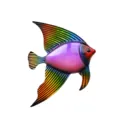 Arte murale in metallo colorato a forma di pesce angelo, finitura arcobaleno vibrante, decorazione 3D. - B pesce dal dorso viola