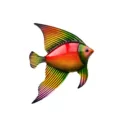 Colorata arte murale con pesce angelo in metallo, vivace decorazione sospesa di vita marina 3D. - C pesce dal dorso rosso