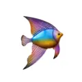 Scultura murale pesce angelo in metallo con finitura sfumata colorata per arredo marino. - A pesce dal dorso blu