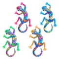 Colorful metal gecko wall art set, vibrant lizard hanging decor for garden and home. - 4-Piece Printed Gecko Sets
