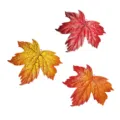 Decorazione murale foglia d'acero in metallo crepato, ornamento per giardino e casa. - Set da 3 pezzi