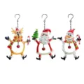 Set di ornamenti di Natale in ferro con Babbo Natale, pupazzo di neve e renna con campanelli. - Set di 3 / Campanelle rosse - 3 stili in una scatola