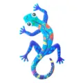 Arte murale in metallo colorato lucertola gecko scultura sospesa per decorazioni casa - Geki stampati con testa blu