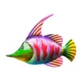 Dettaglio dell'arte murale di pesce tropicale in metallo con gradienti colorati. - Decorazione da parete pesce grande 36*28 cm / Pesce dalla coda verde C
