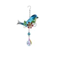 Uccellino blu in metallo e vetro acchiappasole appendiabiti cristallo prisma decoro - Cristallo da appendere 35*17 cm / Gazza blu