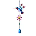 Campanello Eolico da Appendere Colibrì in Metallo con Fiori Colorati e Campana Decorativa - 40CM / Blu
