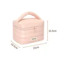 Borsa cosmetica trapuntata di grande capacità organizzatore di trucco portatile da viaggio. - Rosa